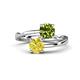 1 - Jianna 6.00 mm Cushion Peridot and Round Yellow Diamond 2 Stone Promise Ring 