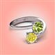 4 - Jianna 6.00 mm Cushion Peridot and Round Yellow Diamond 2 Stone Promise Ring 