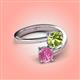 4 - Jianna 6.00 mm Cushion Peridot and Round Lab Created Pink Sapphire 2 Stone Promise Ring 