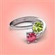 4 - Jianna 6.00 mm Cushion Peridot and Round Pink Tourmaline 2 Stone Promise Ring 