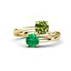 1 - Jianna 6.00 mm Cushion Peridot and Round Emerald 2 Stone Promise Ring 