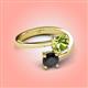 4 - Jianna 6.00 mm Cushion Peridot and Round Black Diamond 2 Stone Promise Ring 
