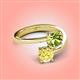 4 - Jianna 6.00 mm Cushion Peridot and Round Lab Created Yellow Sapphire 2 Stone Promise Ring 