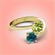 4 - Jianna 6.00 mm Cushion Peridot and Round Blue Diamond 2 Stone Promise Ring 