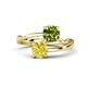 1 - Jianna 6.00 mm Cushion Peridot and Round Yellow Diamond 2 Stone Promise Ring 