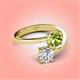 4 - Jianna 6.00 mm Cushion Peridot and IGI Certified Round Lab Grown Diamond 2 Stone Promise Ring 