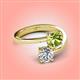 4 - Jianna 6.00 mm Cushion Peridot and Round Forever Brilliant Moissanite 2 Stone Promise Ring 