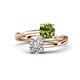 1 - Jianna 6.00 mm Cushion Peridot and Round Forever Brilliant Moissanite 2 Stone Promise Ring 