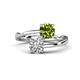 1 - Jianna 6.00 mm Cushion Peridot and Round Forever One Moissanite 2 Stone Promise Ring 