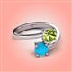 4 - Jianna 6.00 mm Cushion Peridot and Round Turquoise 2 Stone Promise Ring 