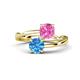 1 - Jianna 6.00 mm Cushion Lab Created Pink Sapphire and Round Blue Topaz 2 Stone Promise Ring 