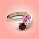 4 - Jianna 6.00 mm Cushion Lab Created Pink Sapphire and Round Red Garnet 2 Stone Promise Ring 