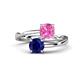 1 - Jianna 6.00 mm Cushion Lab Created Pink Sapphire and Round Blue Sapphire 2 Stone Promise Ring 