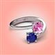 4 - Jianna 6.00 mm Cushion Lab Created Pink Sapphire and Round Blue Sapphire 2 Stone Promise Ring 