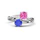 1 - Jianna 6.00 mm Cushion Lab Created Pink Sapphire and Round Tanzanite 2 Stone Promise Ring 