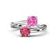 1 - Jianna 6.00 mm Cushion Lab Created Pink Sapphire and Round Pink Tourmaline 2 Stone Promise Ring 