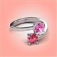 4 - Jianna 6.00 mm Cushion Lab Created Pink Sapphire and Round Pink Tourmaline 2 Stone Promise Ring 