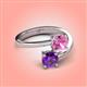 4 - Jianna 6.00 mm Cushion Lab Created Pink Sapphire and Round Amethyst 2 Stone Promise Ring 