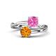 1 - Jianna 6.00 mm Cushion Lab Created Pink Sapphire and Round Citrine 2 Stone Promise Ring 