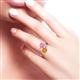 3 - Jianna 6.00 mm Cushion Lab Created Pink Sapphire and Round Citrine 2 Stone Promise Ring 
