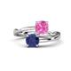 1 - Jianna 6.00 mm Cushion Lab Created Pink Sapphire and Round Iolite 2 Stone Promise Ring 