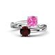 1 - Jianna 6.00 mm Cushion Lab Created Pink Sapphire and Round Red Garnet 2 Stone Promise Ring 