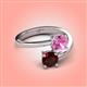 4 - Jianna 6.00 mm Cushion Lab Created Pink Sapphire and Round Red Garnet 2 Stone Promise Ring 