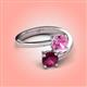4 - Jianna 6.00 mm Cushion Lab Created Pink Sapphire and Round Rhodolite Garnet 2 Stone Promise Ring 