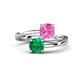 1 - Jianna 6.00 mm Cushion Lab Created Pink Sapphire and Round Emerald 2 Stone Promise Ring 