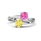 1 - Jianna 6.00 mm Cushion Lab Created Pink Sapphire and Round Lab Created Yellow Sapphire 2 Stone Promise Ring 