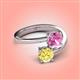 4 - Jianna 6.00 mm Cushion Lab Created Pink Sapphire and Round Lab Created Yellow Sapphire 2 Stone Promise Ring 
