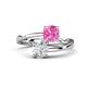 1 - Jianna 6.00 mm Cushion Lab Created Pink Sapphire and Round White Sapphire 2 Stone Promise Ring 