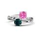 1 - Jianna 6.00 mm Cushion Lab Created Pink Sapphire and Round London Blue Topaz 2 Stone Promise Ring 