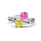 1 - Jianna 6.00 mm Cushion Lab Created Pink Sapphire and Round Yellow Diamond 2 Stone Promise Ring 