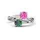 1 - Jianna 6.00 mm Cushion Lab Created Pink Sapphire and Round Lab Created Alexandrite 2 Stone Promise Ring 