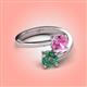 4 - Jianna 6.00 mm Cushion Lab Created Pink Sapphire and Round Lab Created Alexandrite 2 Stone Promise Ring 