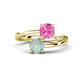 1 - Jianna 6.00 mm Cushion Lab Created Pink Sapphire and Round Opal 2 Stone Promise Ring 