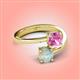 4 - Jianna 6.00 mm Cushion Lab Created Pink Sapphire and Round Opal 2 Stone Promise Ring 