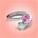 4 - Jianna 6.00 mm Cushion Lab Created Pink Sapphire and Round Opal 2 Stone Promise Ring 
