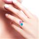3 - Jianna 6.00 mm Cushion Lab Created Pink Sapphire and Round Turquoise 2 Stone Promise Ring 