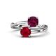 1 - Jianna 6.00 mm Cushion Rhodolite Garnet and Round Ruby 2 Stone Promise Ring 