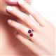 3 - Jianna 6.00 mm Cushion Rhodolite Garnet and Round Ruby 2 Stone Promise Ring 