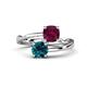 1 - Jianna 6.00 mm Cushion Rhodolite Garnet and Round Blue Diamond 2 Stone Promise Ring 