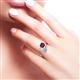 3 - Jianna 6.00 mm Cushion Rhodolite Garnet and Round Forever Brilliant Moissanite 2 Stone Promise Ring 