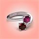 4 - Jianna 6.00 mm Cushion Rhodolite Garnet and Round Red Garnet 2 Stone Promise Ring 