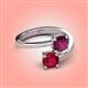 4 - Jianna 6.00 mm Cushion Rhodolite Garnet and Round Ruby 2 Stone Promise Ring 