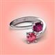 4 - Jianna 6.00 mm Cushion Rhodolite Garnet and Round Pink Tourmaline 2 Stone Promise Ring 