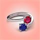 4 - Jianna 6.00 mm Cushion Lab Created Ruby and Round Blue Sapphire 2 Stone Promise Ring 