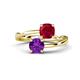 1 - Jianna 6.00 mm Cushion Lab Created Ruby and Round Amethyst 2 Stone Promise Ring 