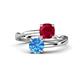 1 - Jianna 6.00 mm Cushion Lab Created Ruby and Round Blue Topaz 2 Stone Promise Ring 
